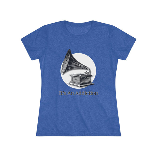 Women's White Circle Phonograph Tri-blend Tee