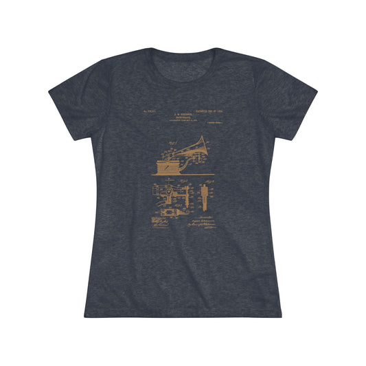 Women's Phonograph Patent Tri-blend Tee