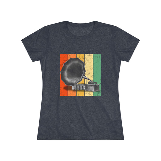 Women's Colored Square Phonograph Tri-blend Tee